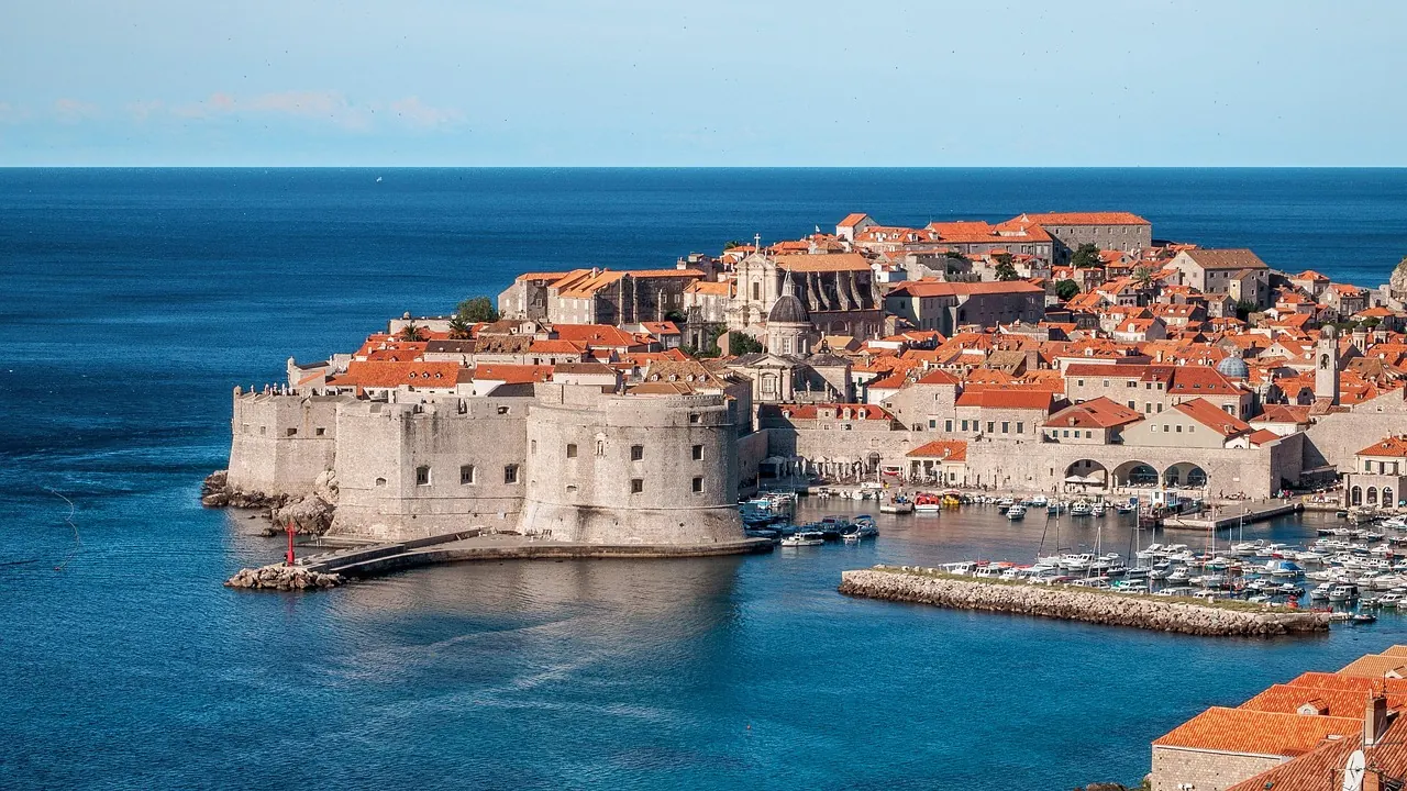 Dubrovnik Old Town with its city walls and the sea
